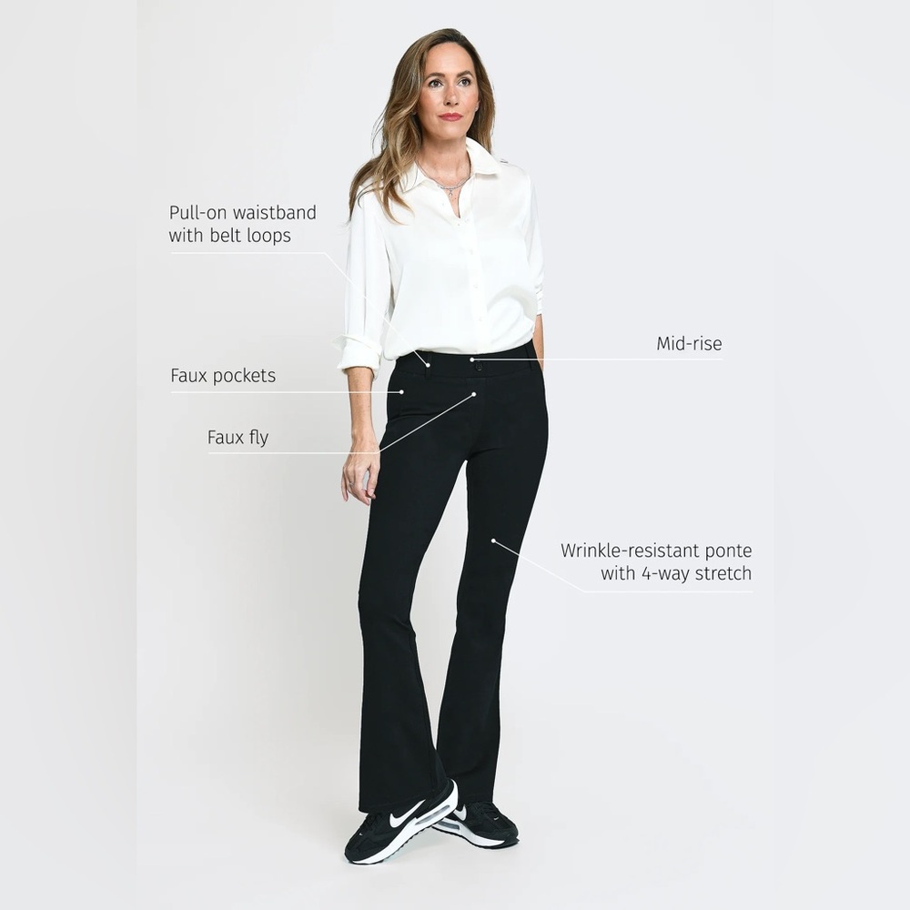 Betabrand Black Classic Dress Pant Yoga Bootcut Stretch Pants Medium Petite - Picture 3 of 10